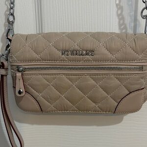MZ Wallace Taupe Quilted Crossbody Bag